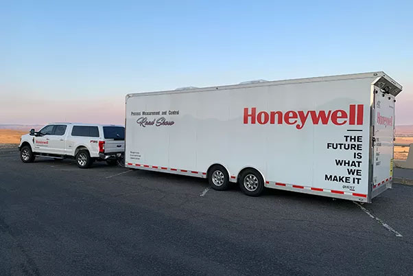 The Honeywell Road Show Trailer gives attendees the opportunity to test equipment and have hands-on experience with field instruments.